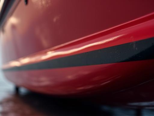 Newly painted boat exterior showing glossy finish detail